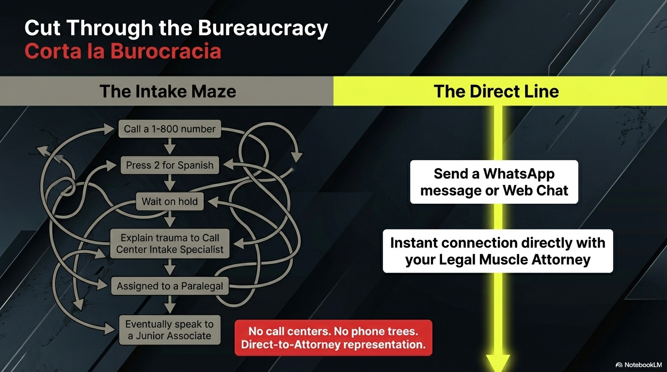 Cut Through the Bureaucracy — Legal Muscle direct line vs intake maze